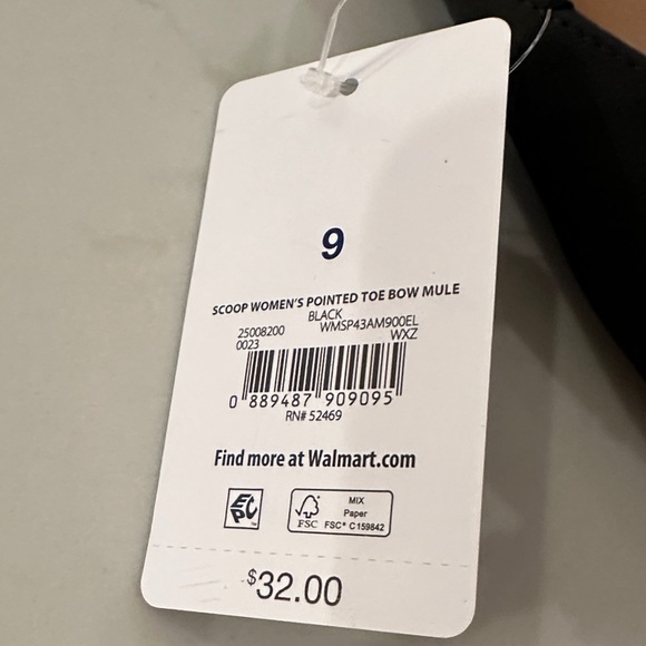 Scoop Black Mules with Rhinestone Bow - Picture 3 of 4